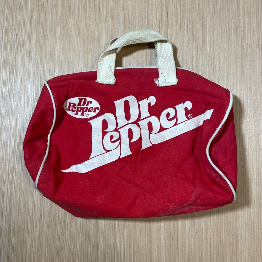 Dr Pepper Duffel Bag Unisex Red Canvas Vintage Logo Mini Tote